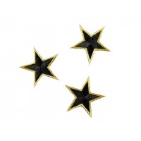applicatie sterren zwart met goud 5 cm