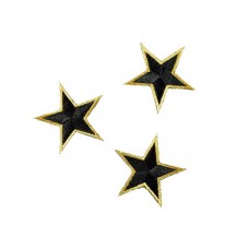 applicatie sterren zwart met goud 5 cm