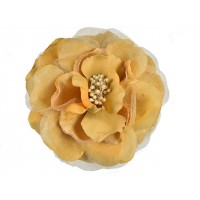bloem corsage met kralen stamper goud geel