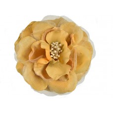 bloem corsage met kralen stamper goud geel