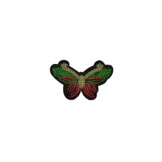 applicatie vlinder met pailletten rood groen
