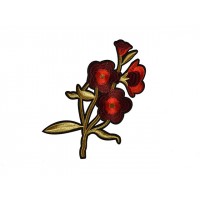 applicatie rode bloem met gouden steel