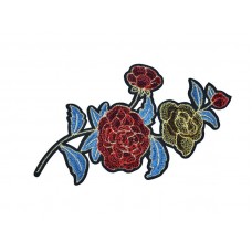 applicatie fluweel roos met goud draad en blad