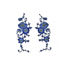 applicatie geranium blauw met goud set links en rechts