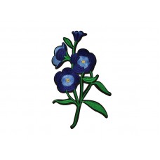 applicatie bloemen blauw op groene tak