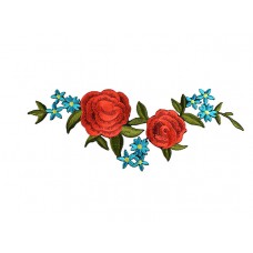 Applicatie rode roos turquoise bloemen