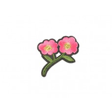 applicatie geborduurde bloemen groen roze