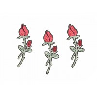 applicatie drie rode tulpen lichtgroene steel