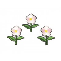 bloem applicatie geborduurde poeder roze klein (3 stuks)