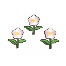 bloem applicatie geborduurde poeder roze klein (3 stuks)