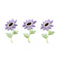 applicatie bloemen met spiegel lila (3 stuks)