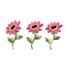 applicatie bloemen met spiegel roze (3 stuks)