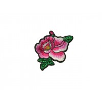 flower applique fuchsia white