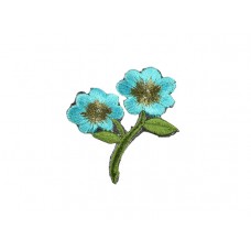 applicatie geborduurde bloemen aqua blauw