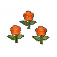 bloem applicatie geborduurde oranje bloem klein (3 stuks)