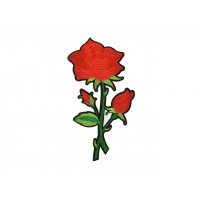 applicatie geborduurde rode roos op tak middelgroot