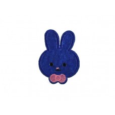 applicatie konijntje donker blauw met strik