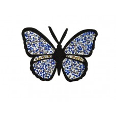 applicatie vlinder zwart blauw met strass steentjes
