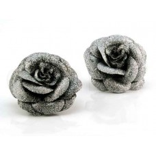 bloem corsage glitter zilver zwart