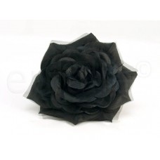 bloem corsage met organza bladeren zwart
