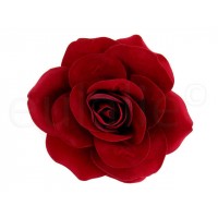 bloem corsage roos velours donkerrood