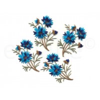 bloem geborduurde applicatie blauw