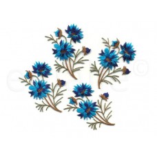 bloem geborduurde applicatie blauw