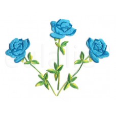Bloem geborduurde applicatie blauw roos