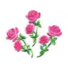 bloem geborduurde applicatie roze