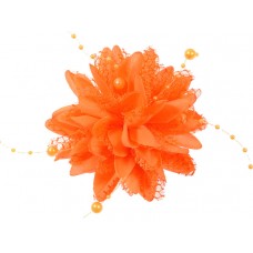 bloem corsage met parels oranje