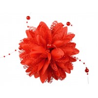 bloem corsage met parels rood