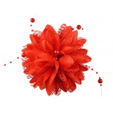 bloem corsage met parels rood