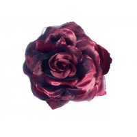 bloem corsage met organza bladeren wijn rood zwart