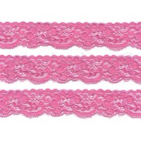 elastisch nylon kant 3 cm hard roze