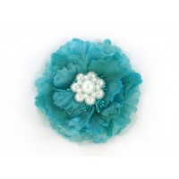 luxe corsage bloem met parels turquoise