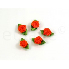 roosjes oranje groen blad (5 stuks)