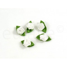 roosjes wit groen blad (5 stuks)
