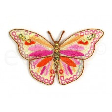 vlinder applicatie pailletten roze oranje